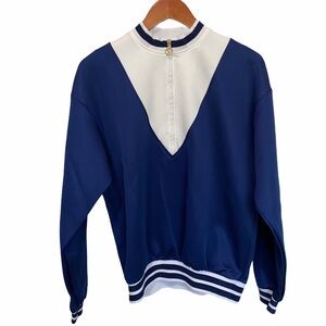 Yukiko Hanai School Quarter Zip Sweater Medium Vintage Collarless Japanese Girl